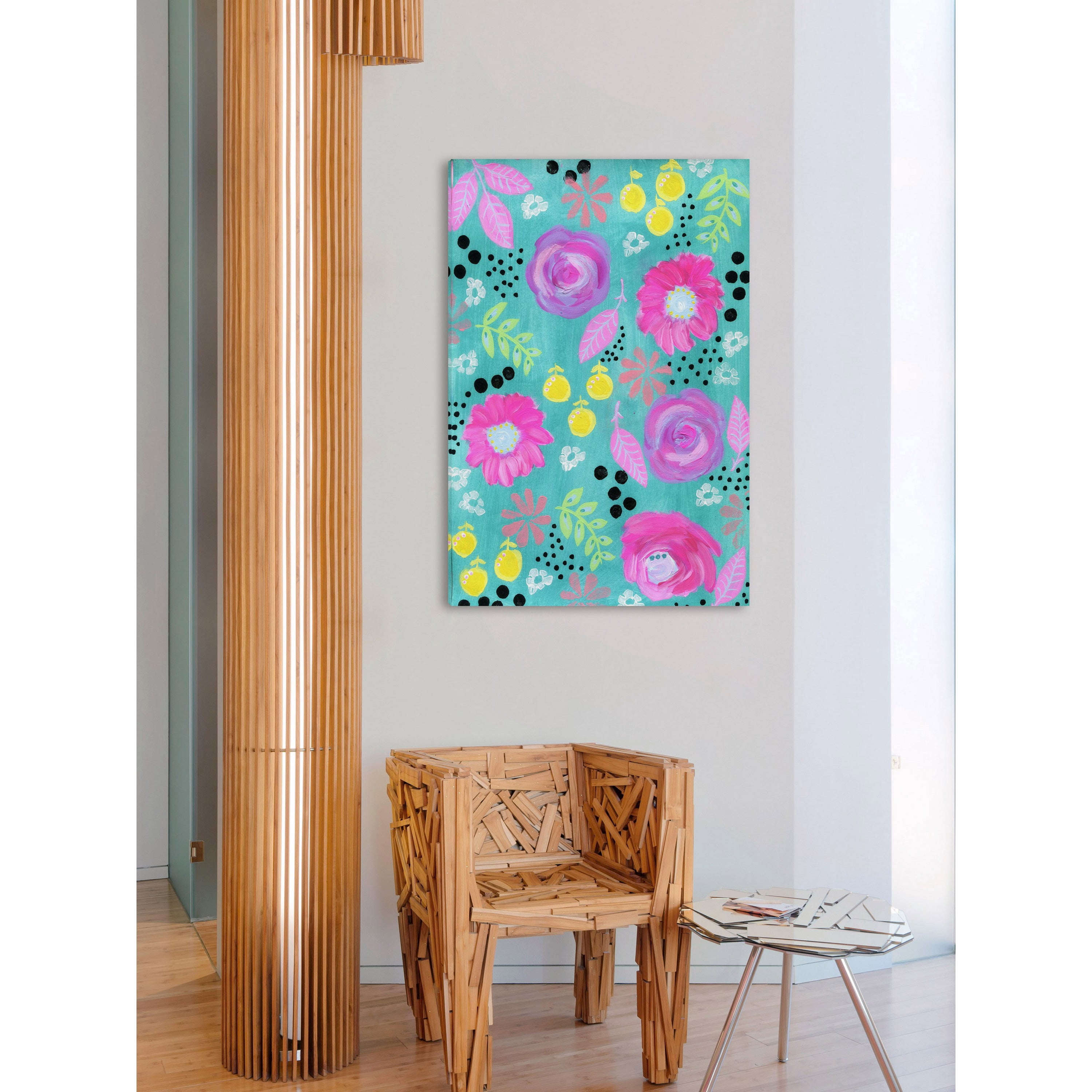 Marmont Hill "Pink Flowers" by Jill Lambert Painting Print on Wrapped Canvas