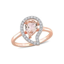 1 1/7 Carat (Ctw) Morganite and White Topaz Halo Ring in Rose Plated Sterling Silver for Women