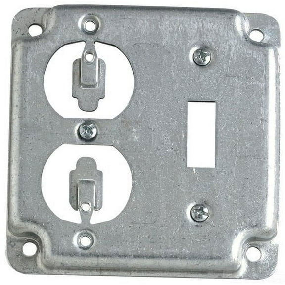Thomas & Betts Steel Outlet Box Cover Square 4x4 Electrical Cover - 1 Gang - 4 In, Silver