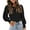 Black, variant on Idoravan Long Sleeve Shirts for Women Women's Spring and Autumn Round Neck Solid Color Puff Sleeve Button Long Sleeve Loose Casual Shirt Top