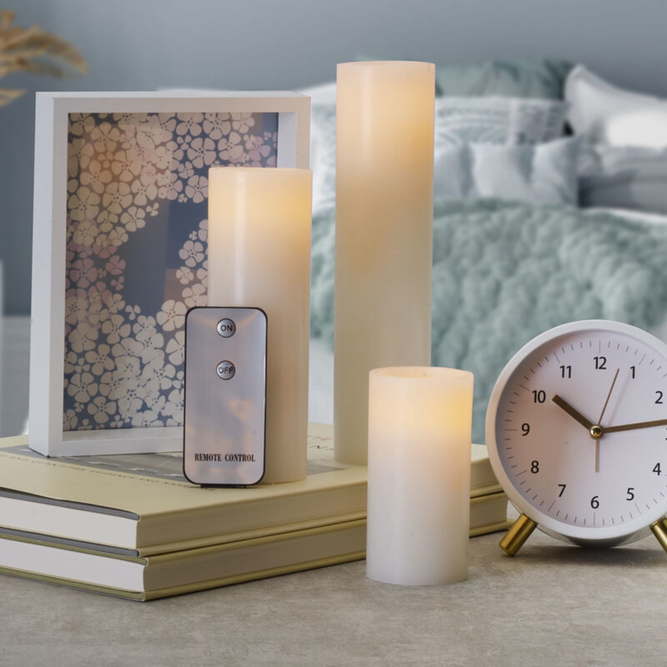 Pfaltzgraff 2X4, 2X6 and 2X8 inch, Wax Led Candles, Set of 3, White