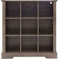 thumbnail image 6 of 9 Cube Storage Organizer with LED Lights, Wooden Cube Bookcase with Back Panel, Grey Cube Shelf Freestanding Bookshelf for Living Room, Bedroom, Office, Grey, 6 of 11
