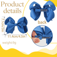 thumbnail image 5 of JoyBowie 12-Piece 4.5in Solid Blue Ribbon Hair Bows – Voluminous Design Clips with Metal Clips, Fray-Resistant, Comfortable for Girls, 5 of 10