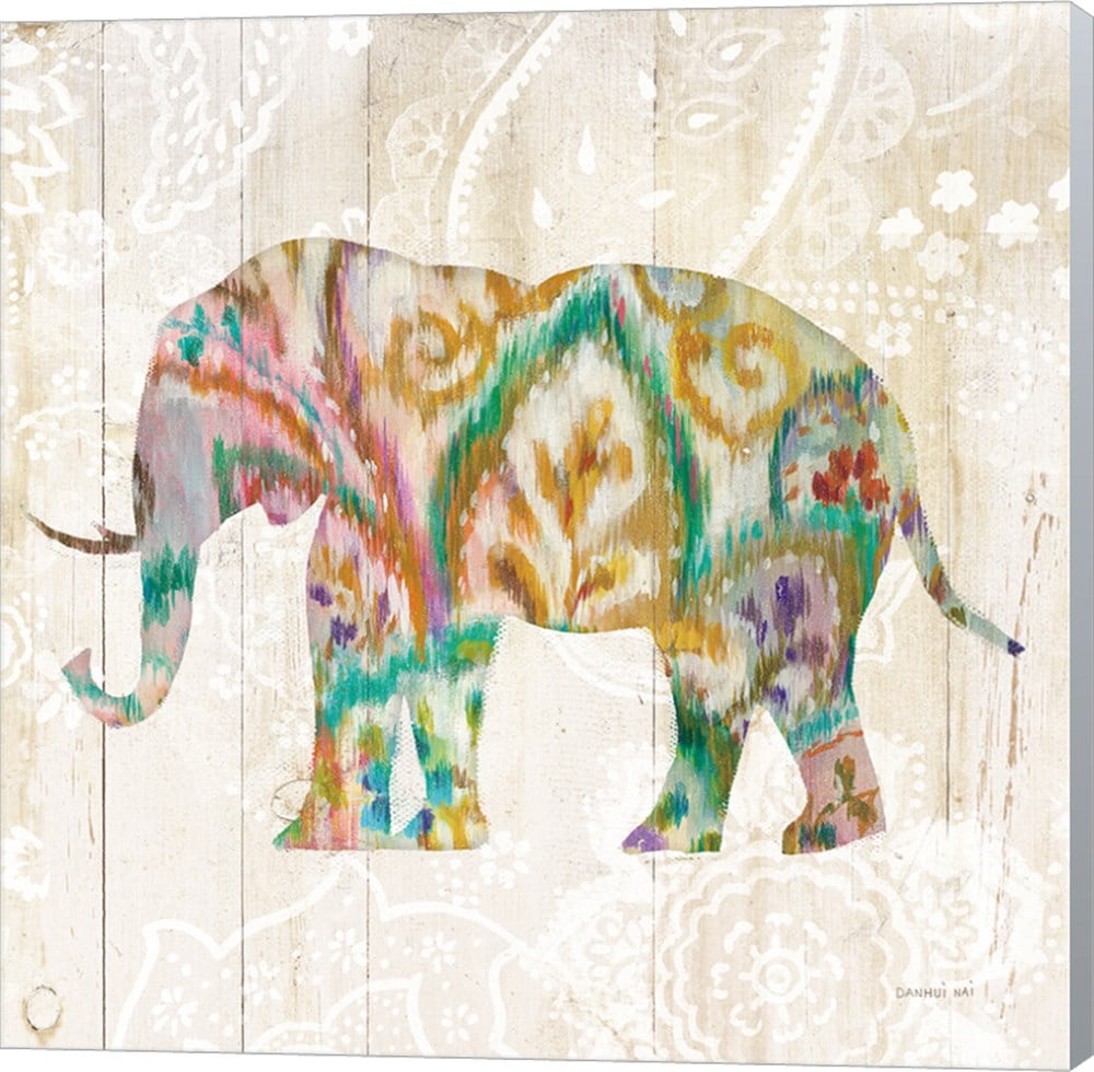 Boho Paisley Elephant II v2 by Danhui Nai, Canvas Wall Art
