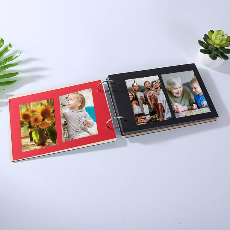Finelylove DIY Photo Album, 2x4 3x5 4x6 5x7 DIY Album, Scrapbook Wooden  Photo Album Guest Book DIY Memories Book , Love Photo Album Memory Book  Travel Album 