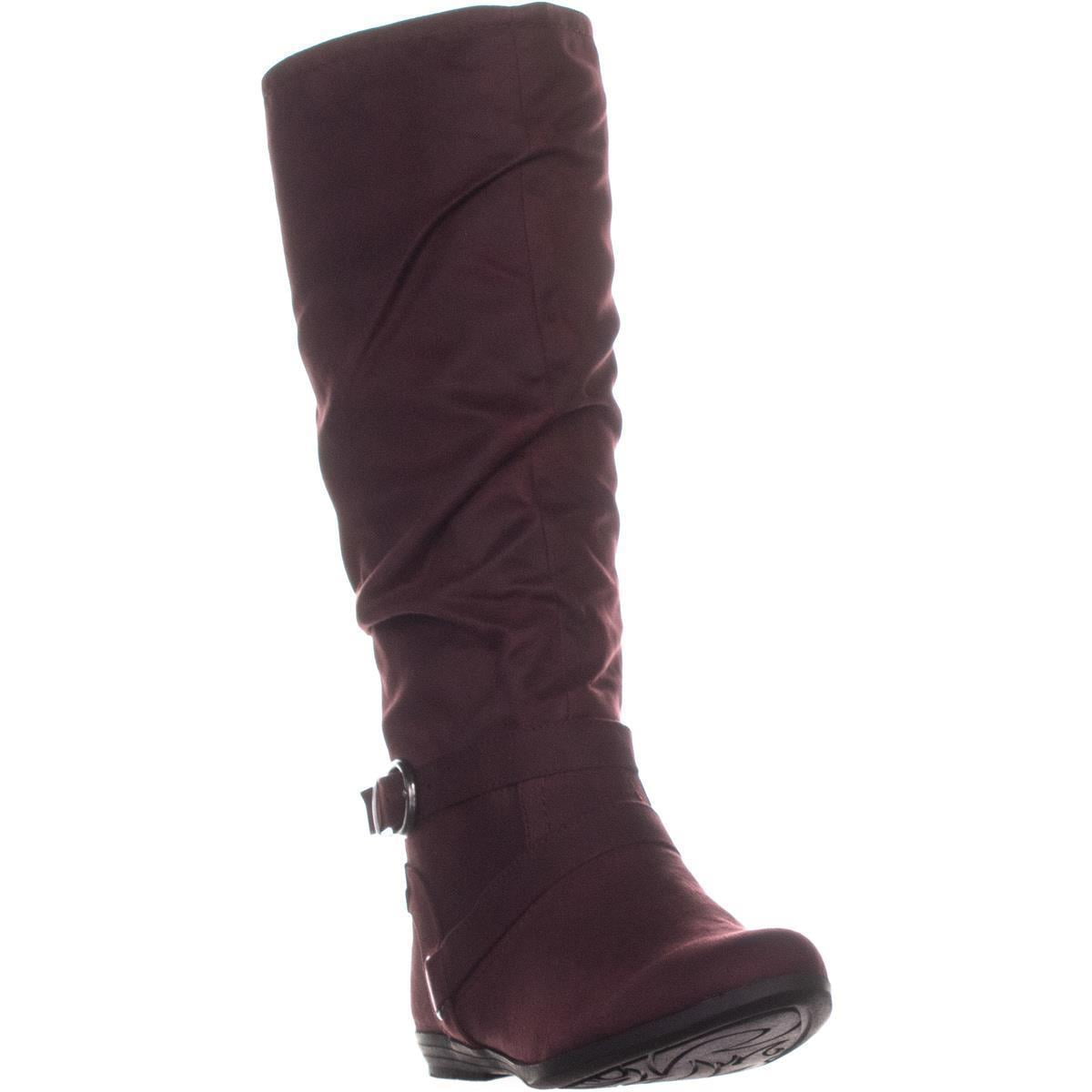 ladies burgundy knee high boots