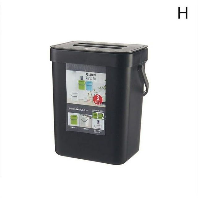 3/5L Punch-free Wall-mounted Trash With Lid Hanging Tube Bin Kitchen Garbage Can Tools Trash S5J8