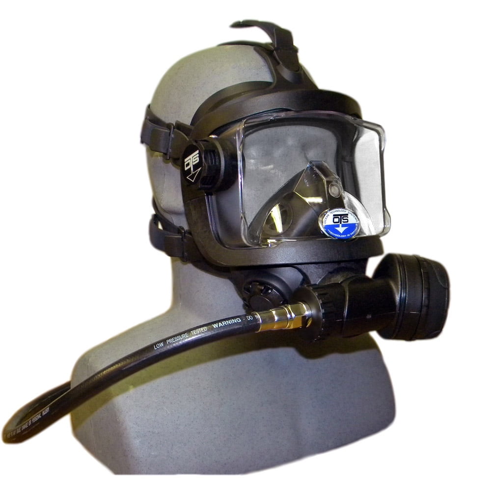 OTS Guardian Full Face Mask For Scuba Divers Black Skirt and Black Hardware by OTS