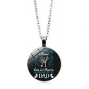 Heaven In Memory of My Dad Silver Cabochon Glass Chain Necklace Item