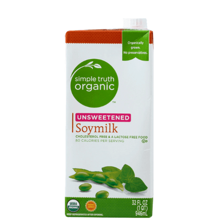 3 PK Simple Truth Organic Dairy Free Organic Shelf Stable Unsweetened Plain Soy Milk Quart