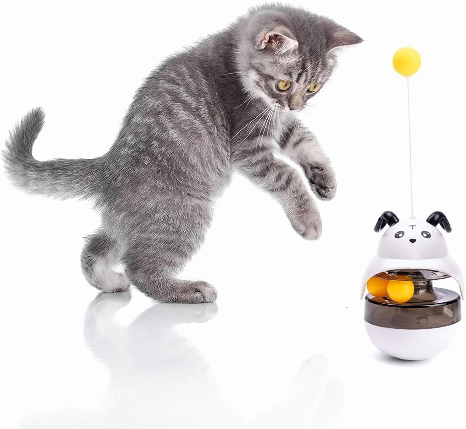Cat Treat Puzzle Toy, Auto-Balancing Pet Food Dispenser - Brain Stimulating - Slow Feeder - Boredom Relief Kitten Toys, Interactive Training, Toy for Indoor Bored Cats (White, Sheep)