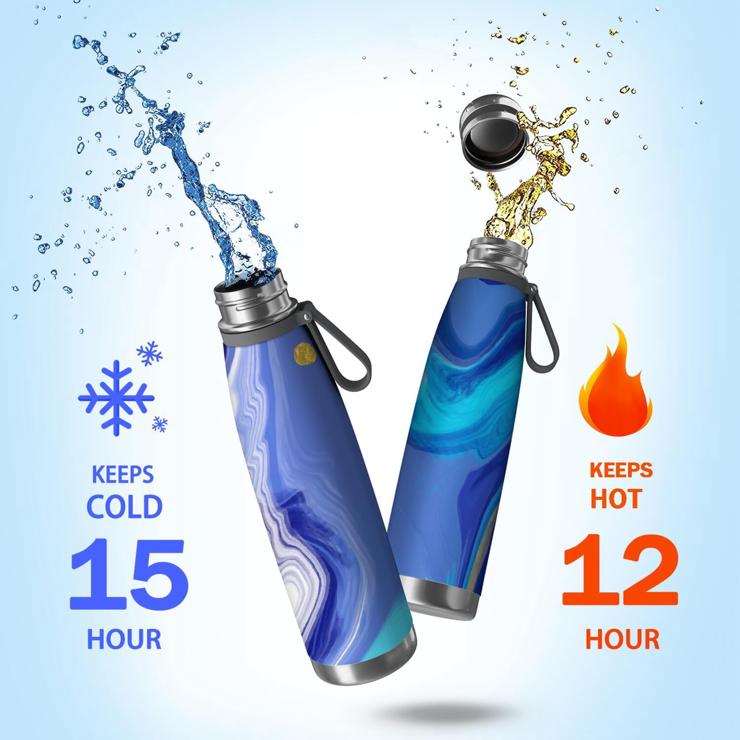 29oz Insulated Water Bottle with Tea Infuser, Stainless Steel Travel Mug, Liquid & Marble Print