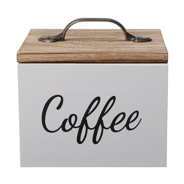 Caja de almacenamiento para cápsulas de café: soporte de madera para bolsitas de té con tapa, organizador de sobres de azúcar antipolvo para encimeras de cocina y hogar.