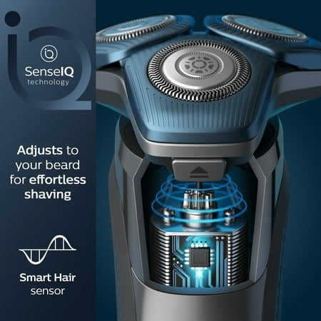 Philips Norelco Shaver 7100, Rechargeable Wet & Dry Electric Shaver with SenseIQ Technology and Pop-up Trimmer S7788/82 - Dark Chrome