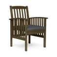 thumbnail image 5 of GDF Studio Keegan Outdoor Acacia Wood Dining Chairs with Cushion, Set of 2, Gray and Dark Gray, 5 of 8