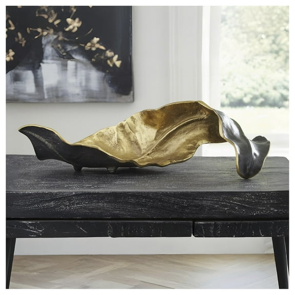 Signature Design by Ashley Melinda Sculpture, Black and Gold Modern Metal Decorative Accent