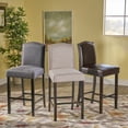 thumbnail image 3 of Noble House Merritt Fabric Upholstered Counter Stool with Nailhead Trim, Set of 2, Dark Charcoal and Walnut, 3 of 10