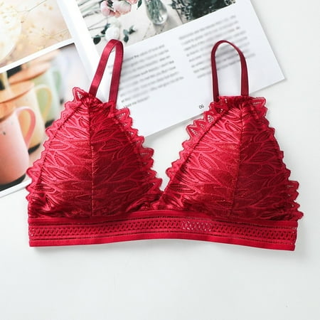 

Bralette Deep V Lace Bras For Women Lingerie Wireless Triangle Cup Push Up Bra Thin Soft Underwear