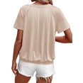 thumbnail image 3 of Camisetas Casuales de Verano para Mujer, Camisetas de Corta con Cuello en V, Color Albaricoque L, 3 of 7