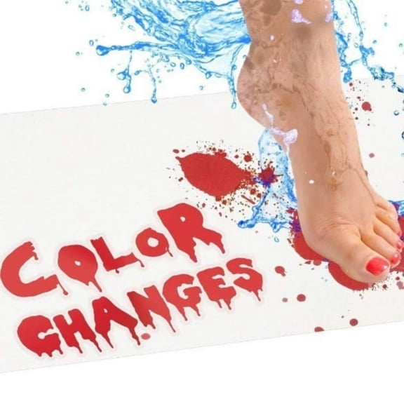 Halloween Prank Doormat Decorations, Water Activated Color Changing Horror Rug Door Mat with Bloody Reveal Effect, Absorbent Non Slip Floor Mat for Bathroom Shower Entryway Party Home Decor-A