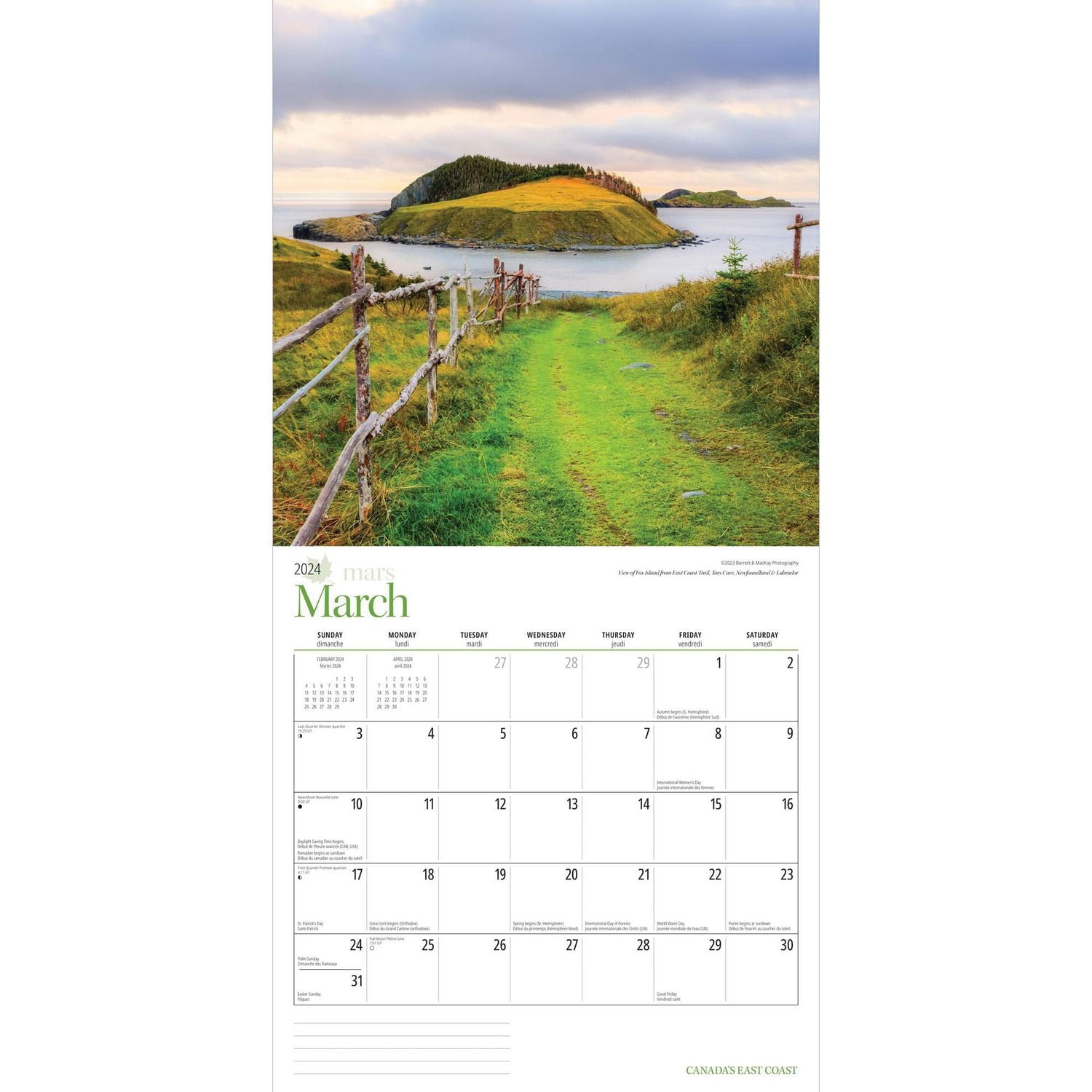 Wyman Publishing Canada's East Coast 2024 12x24 Inch Square Wall Calendar, 9781525611360