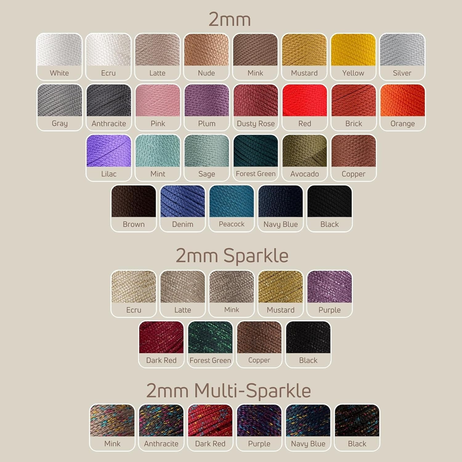 2 Skeins of Sensy Premium 2mm 251 Yards Polyester Rope 100% Polypropylene Cord Macrame Cord 2mm Crochet Bag Cord Macrame Rope Crochet Thread Gift for Knitter (Avocado)