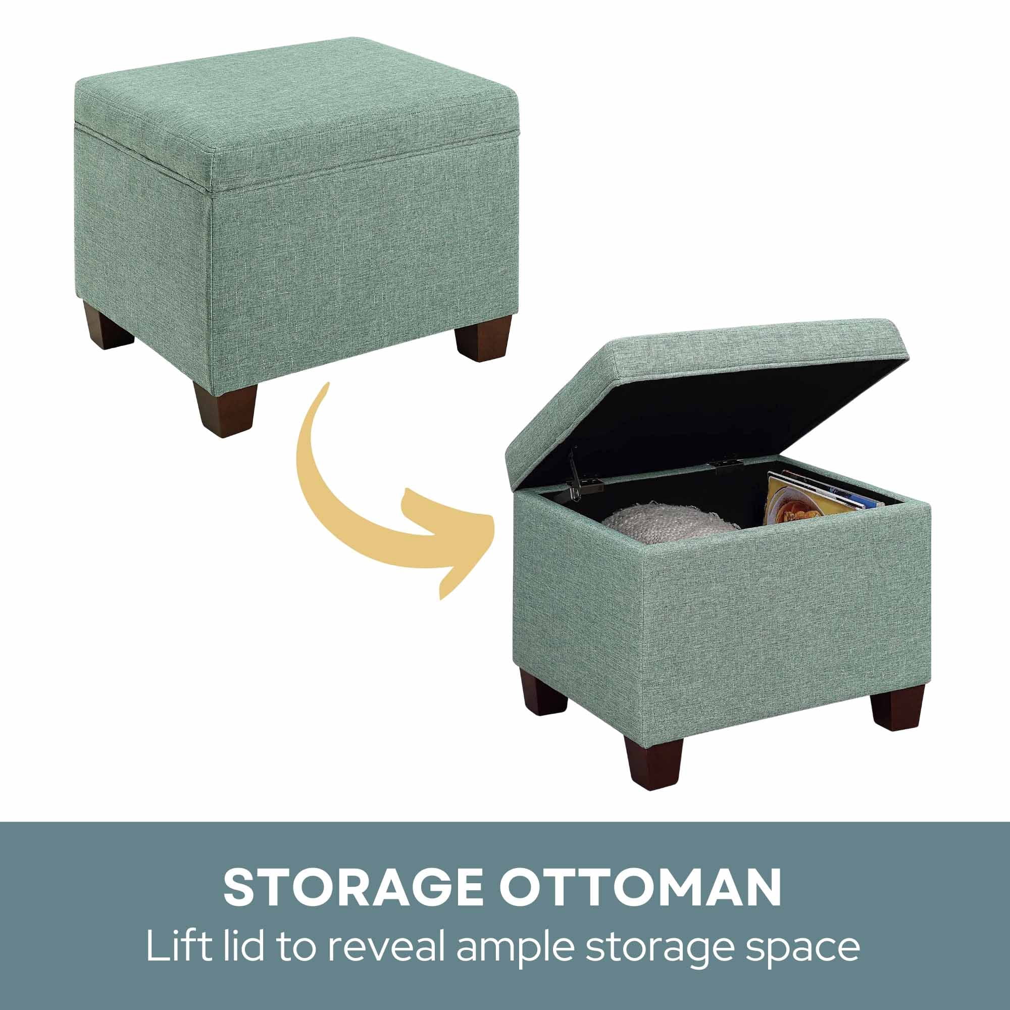 Convenience Concepts Madison Storage Ottoman, Green Fabric