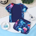 thumbnail image 6 of XIYON Kids Girls Summer Swimwear 2 Pieces Short Sleeve Cartoon Print Tankini Top And Shorts Comfortable Swimsuit For Pool Beach,Navy,1-2 Years, 6 of 9
