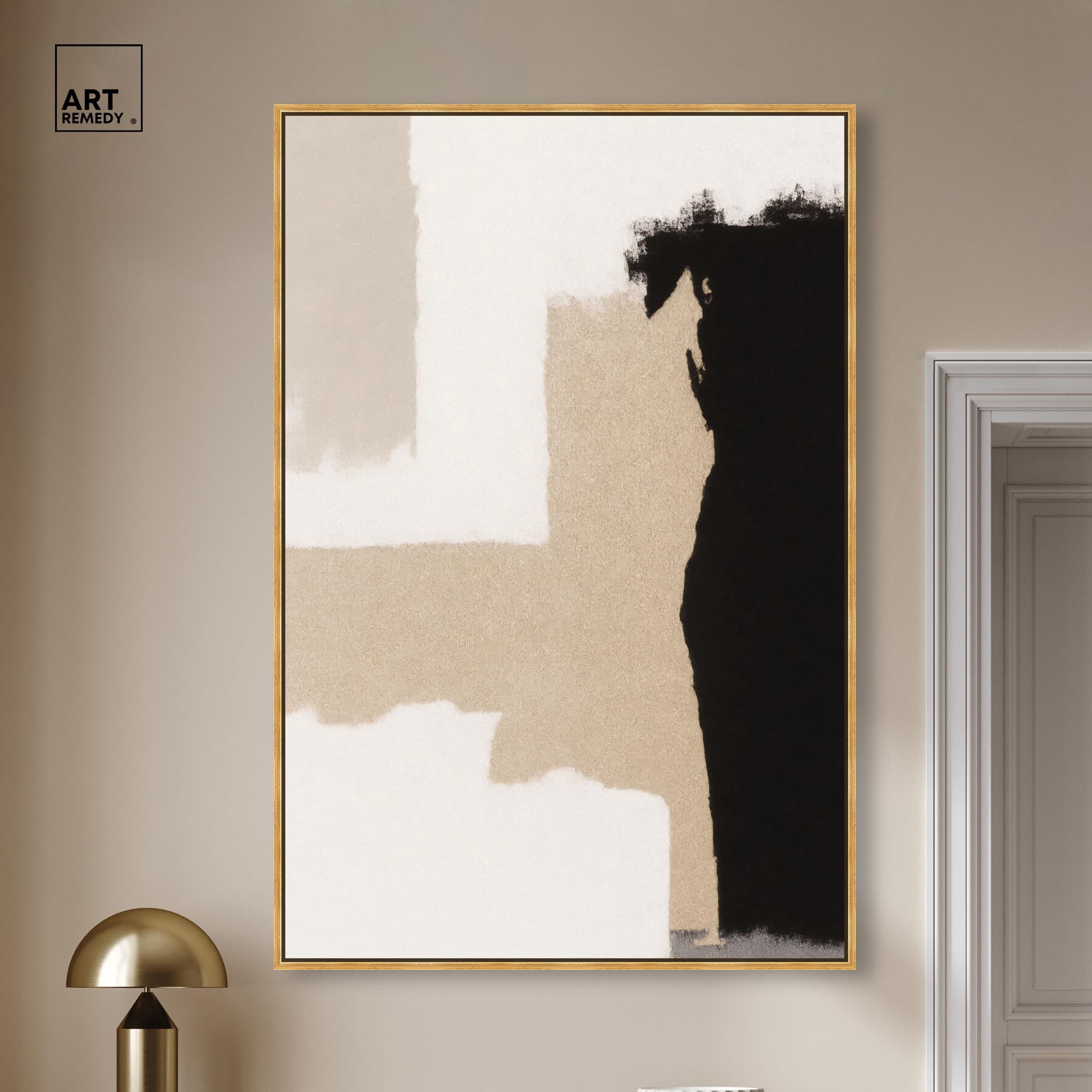Earth and Ink III Canvas Neutral Wall Decor by Art Remedy, Gold Frame, 36 x 54