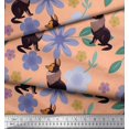 thumbnail image 3 of Soimoi Polyester Crepe Fabric Leaves,Floral & Wolf Cartoon Print Fabric by The Yard 42 Inch Wide, 3 of 3