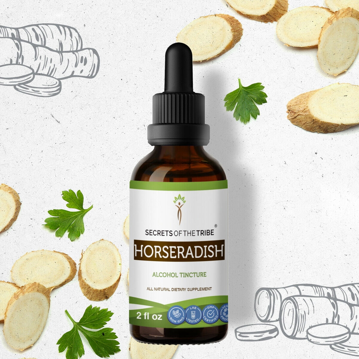 Horseradish Tincture Alcohol Extract, Organic Horseradish (Armoracia