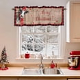 thumbnail image 2 of Valances for Windows Merry Xmas Farm Cows Santa Hats Rod Pocket Short Curtain for bathroom living room bedroom Pine Branches Retro Plank 1 Panel 54x18in, 2 of 7