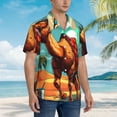 thumbnail image 3 of Honeii Cool Camel Oasis Vibes Print Men’s Hawaiian Shirt,Classic Button-Down Short Sleeve Shirt, for Beach, Vacation, and Outdoor Activities,Medium, 3 of 7
