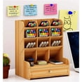 thumbnail image 2 of Organizador de escritorio de madera, cajón multifuncional, caja de almacenamiento de papelería, soporte para bolígrafos para el hogar, la oficina, la escuela, cerezo, 2 of 6