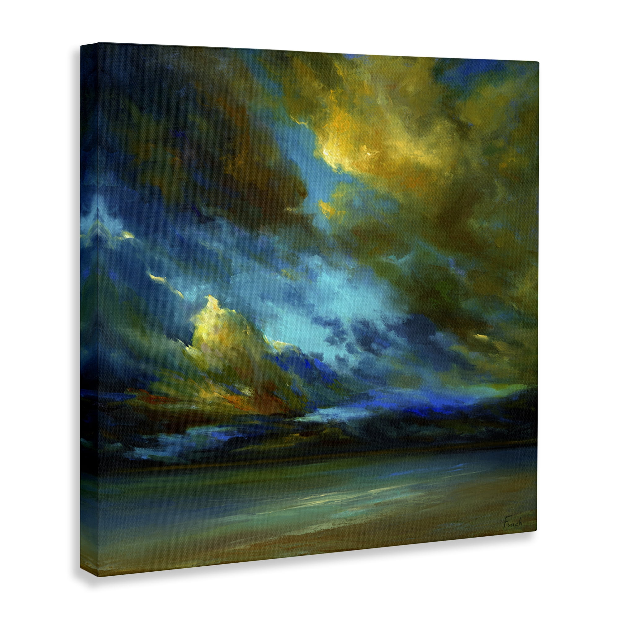 Stupell Industries Yellow Streaked Sky Landscape & Nature Painting Wrapped Canvas Art Print Wall Art, 24 x 24