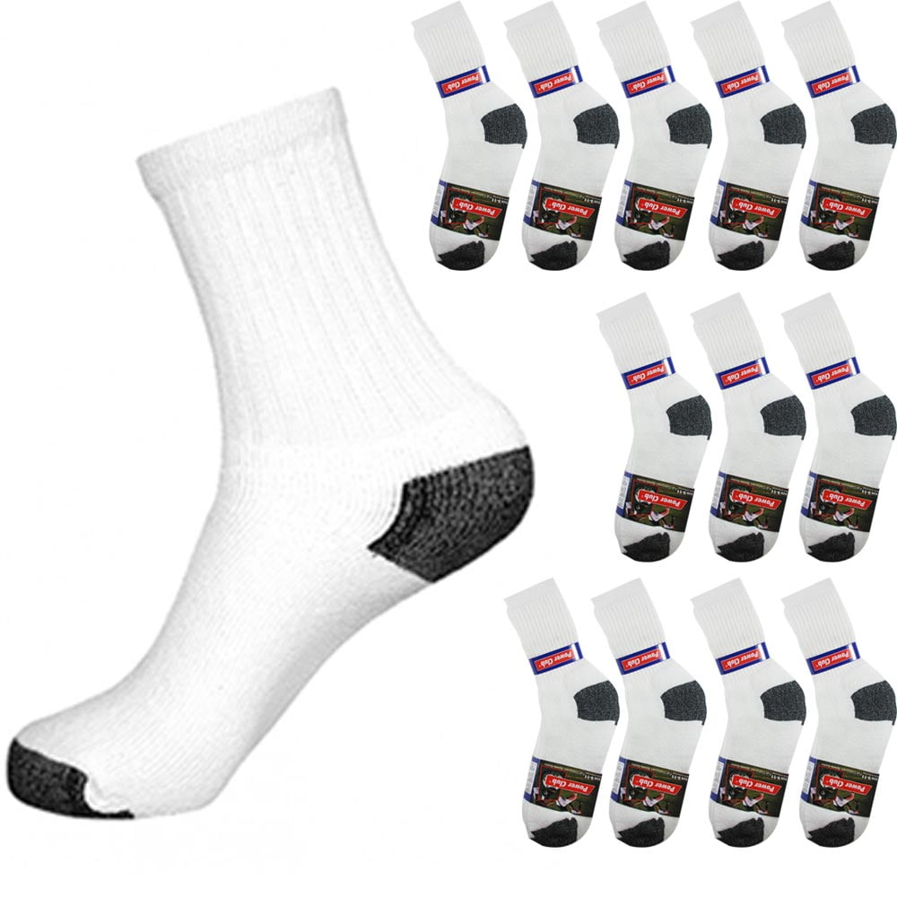 AllTopBargains 12 Pairs Mens Tube Socks White Old School Shoes Cotton