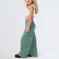thumbnail image 5 of OSOLU Girls Pants Wide Elastic Waist Side Pockets Wide Leg Kids Casual Trousers Green, 5 of 9