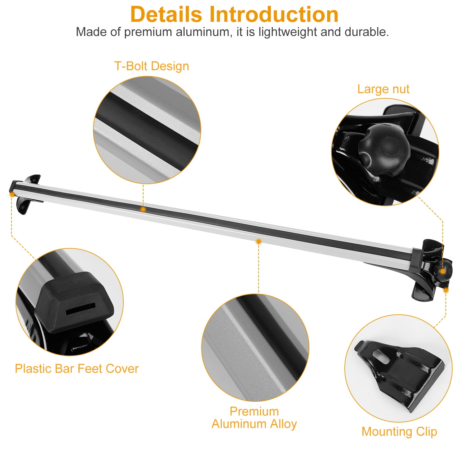 Moclever 47.2" Car Roof Rack, Aluminum Cargo Carrier Roof Rack Crossbars for Most Vehicle Wagon Cars