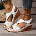 thumbnail image 2 of Womens Platform Wedge High Heels Dress Sandals Boho Summer Beach Peep Toe Chunky Heeled Dressy Sandals Ladies, 2 of 6