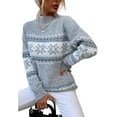 thumbnail image 3 of Women’s Casual Leopard Print Knitted Pullover Sweaters Long Sleeve Crew Neck Jumper Tops, 3 of 6