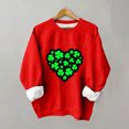 thumbnail image 1 of Qiopertar Mode Femmes Saint-Patrick Décontracté Manches Longues Col Rond Imprimé Chandail en Molleton Dames Hauts Blouse Offres de la Semaine Liquidation Moins de 5$ jusqu'à 90 % de Réduction, 1 of 5