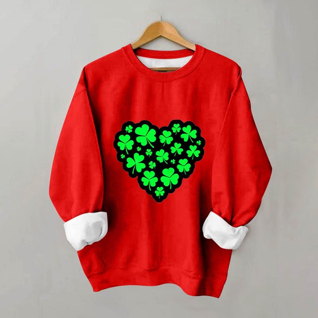 Qiopertar Mode Femmes Saint-Patrick Décontracté Manches Longues Col Rond Imprimé Chandail en Molleton Dames Hauts Blouse Offres de la Semaine Liquidation Moins de 5$ jusqu'à 90 % de Réduction
