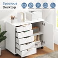 thumbnail image 3 of Gianna 5-Drawer Wood File Cabinet, Mobile Printer Stand with Adjustable Shelf & Wheels, Storage Shelves for Home Office, 3 of 5