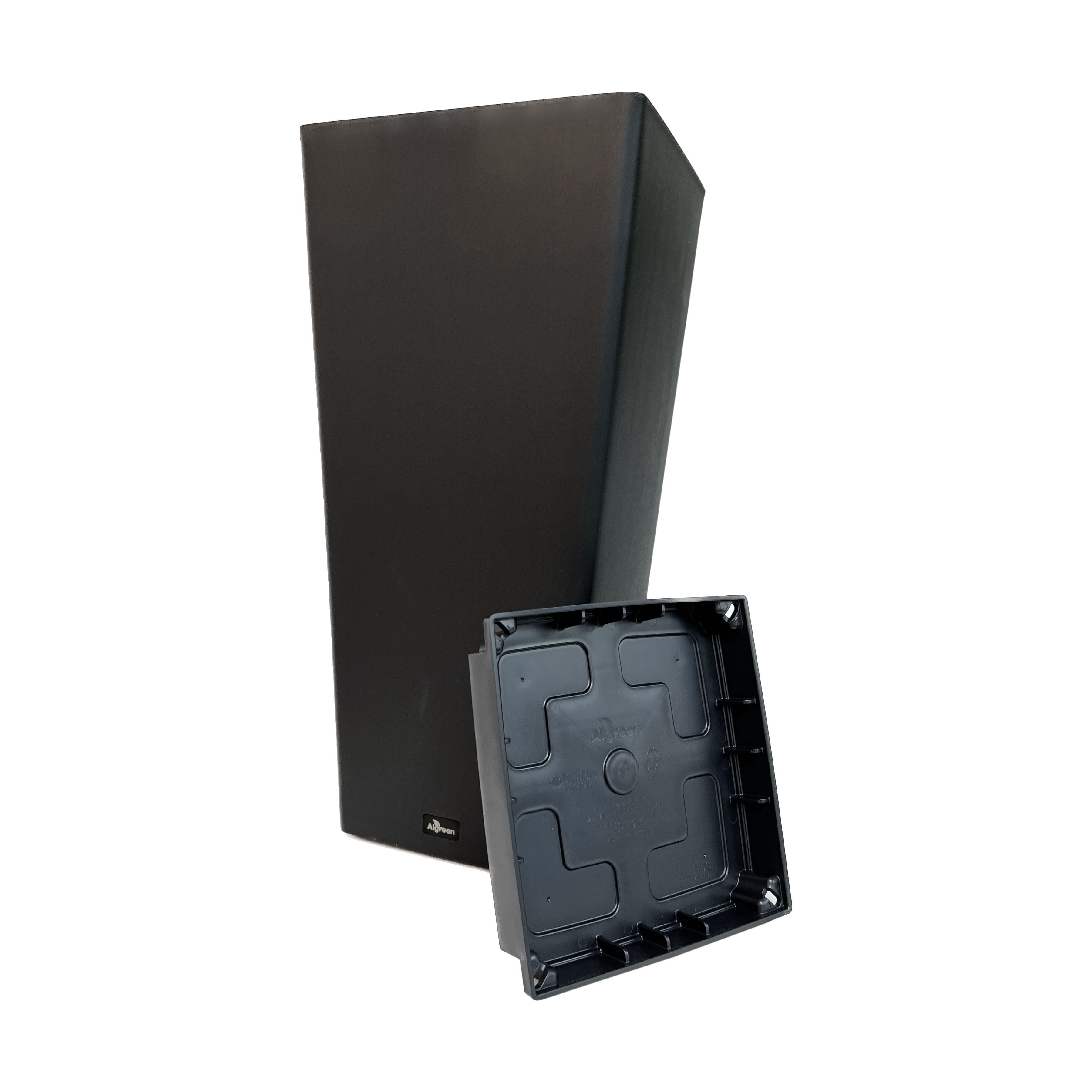 Aventis 13"x28"H Square Planter with Shelf Insert, Black, 2 Pack