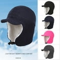 thumbnail image 2 of Chapeau de Sport d'Hiver en Plein Air Visage Oreille Protection Douce en Peluche Résistant au Froid Couleur Unie Bordée Réglable Ski Cyclisme Chapeau de Pointe, 2 of 10