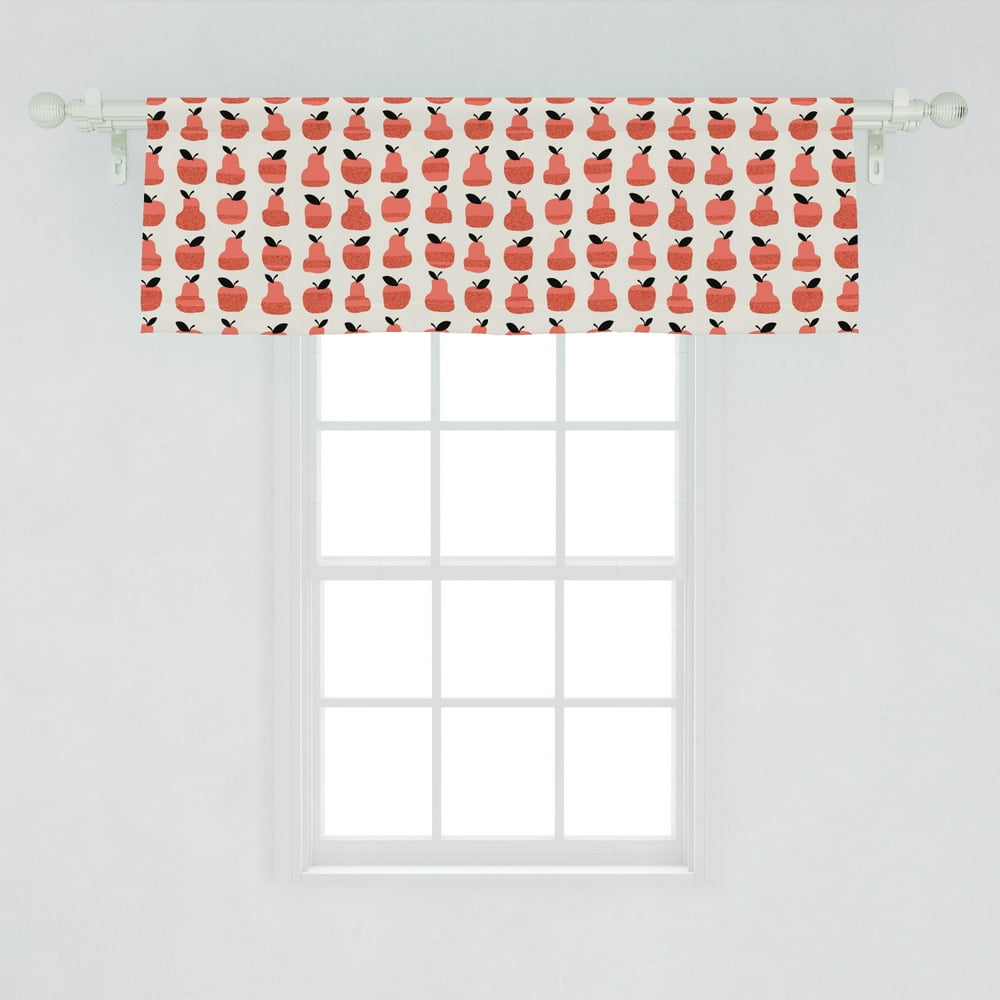 Fruit Window Valance, Pattern with Abstract Apple and Pears with Leaves