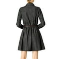 thumbnail image 4 of INSPIRE CHIC Women's Long Sleeves Above Knee Denim Shirt Dress with Belt M Black, 4 of 8