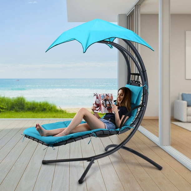 Finether Hanging Chaise Lounge Chair Detachable Hammock Swing With Arc Stand Canopy And Cushion For Patio Beach Yard Garden Mint Green Com - Hanging Chaise Lounger Replacement Canopy Finether Hanging Chaise Lounge Chair Detachable Hammock Swing With Arc Stand Canopy And Cushion For Patio Beach Yard Garden Mint Green Com - Hanging Chaise Lounger Replacement Canopy