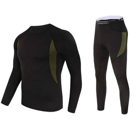 

HOMEMAXS Men s Thermal Underwear Sets Long Johns Fleece Sweat Quick Drying Underwear Size XXL (Black)