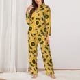 thumbnail image 2 of Honeii Bees and Sunflowers print Women's Pajama Sets Long Sleeve Button Down Sleepwear Nightwear Soft Pjs Lounge Sets-X-Large, 2 of 7